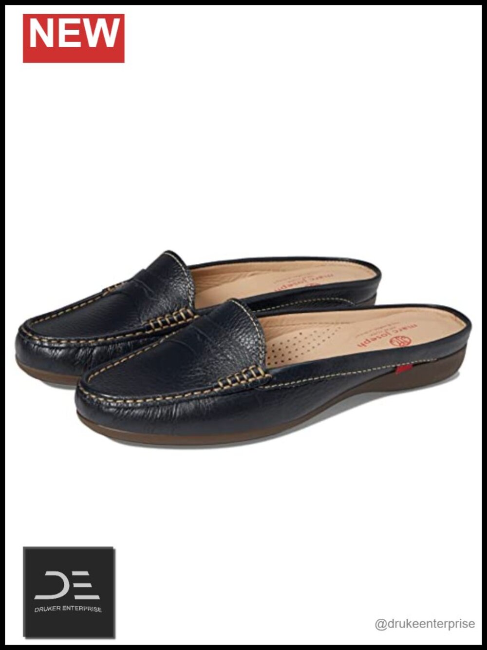Women's Mule Shoes Leather Slip-On Loafers Cap Toe Comfortable